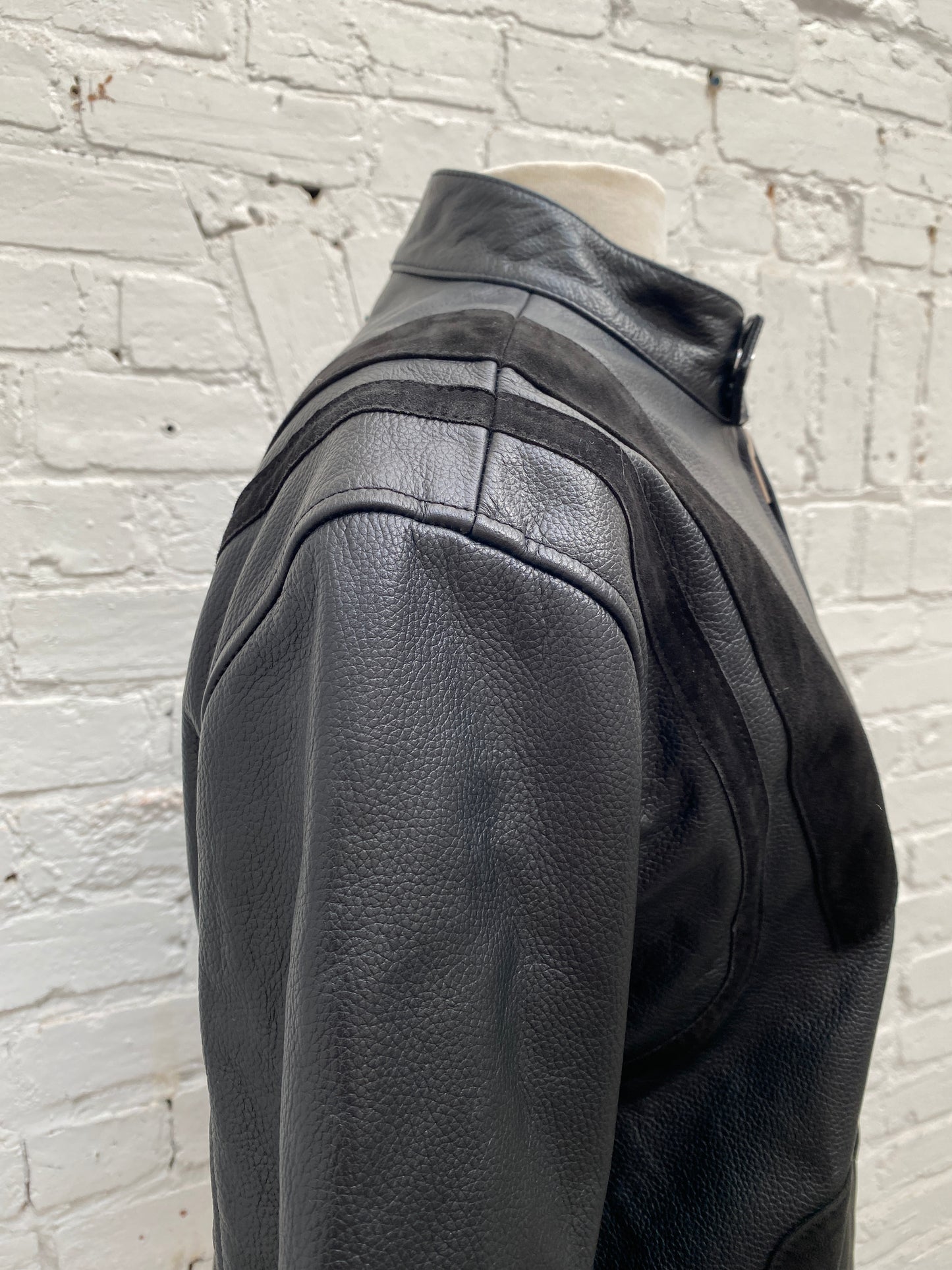 Deadwood Black Recycled Leather & Suede Jacket, 38