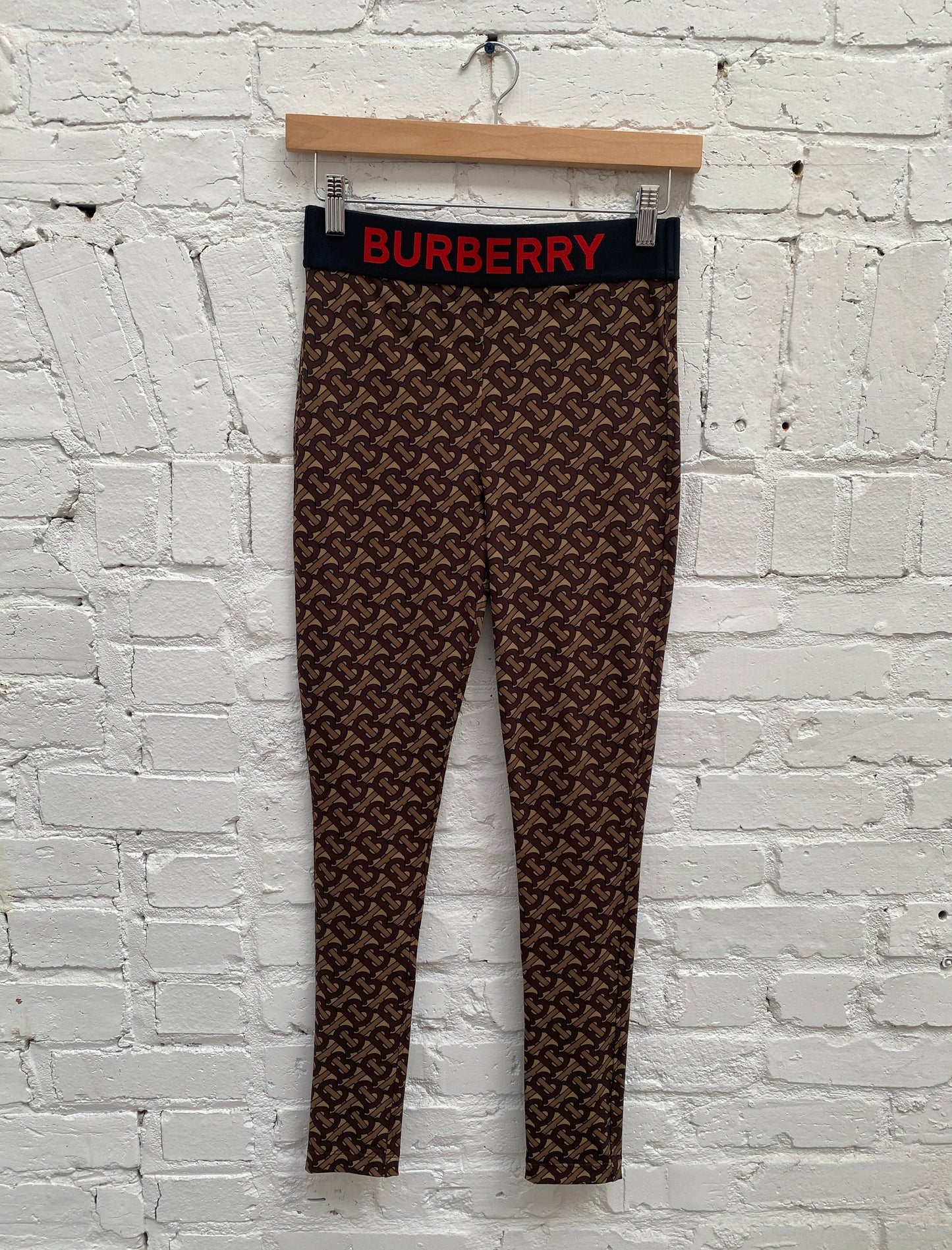 Burberry Brown Monogram Leggings, XS