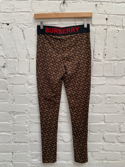 Burberry Brown Monogram Leggings, XS