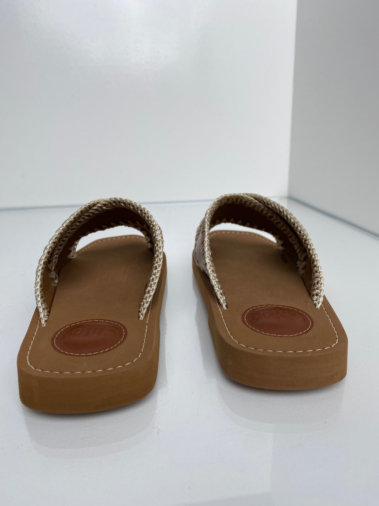 Chloe Woody Crossover Leather & Embroidered Slides, 36