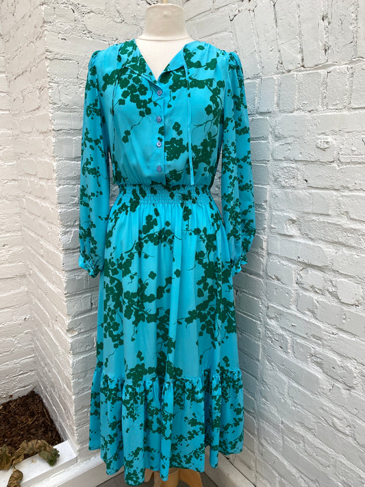 Tucker Green/Blue Silk Dress, S