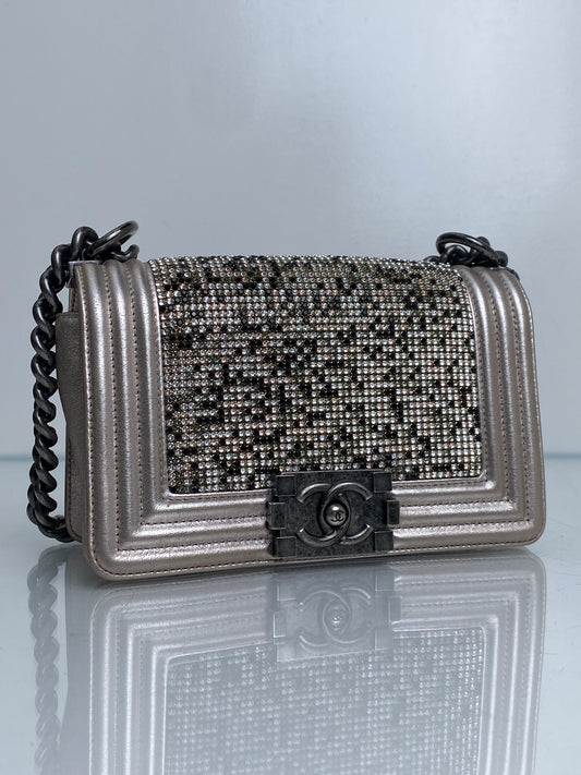 Chanel Limited Edition Champagne Swarovski Small Boy Bag RHW #19