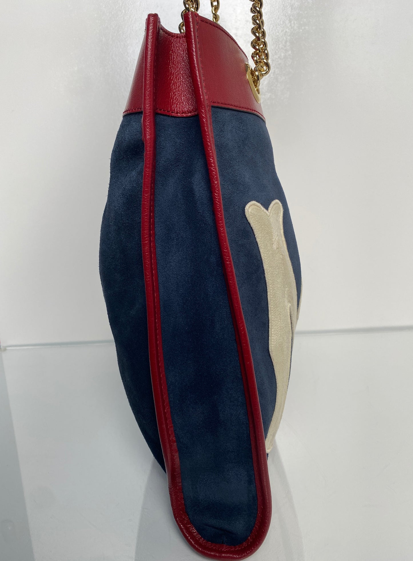 Gucci Raja Navy Suede “NY” Tote Bag GHW