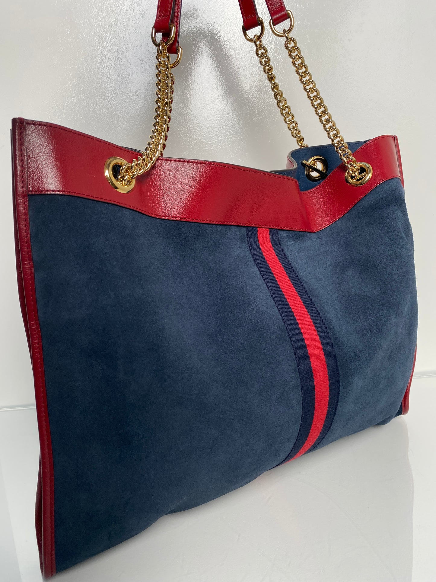 Gucci Raja Navy Suede “NY” Tote Bag GHW