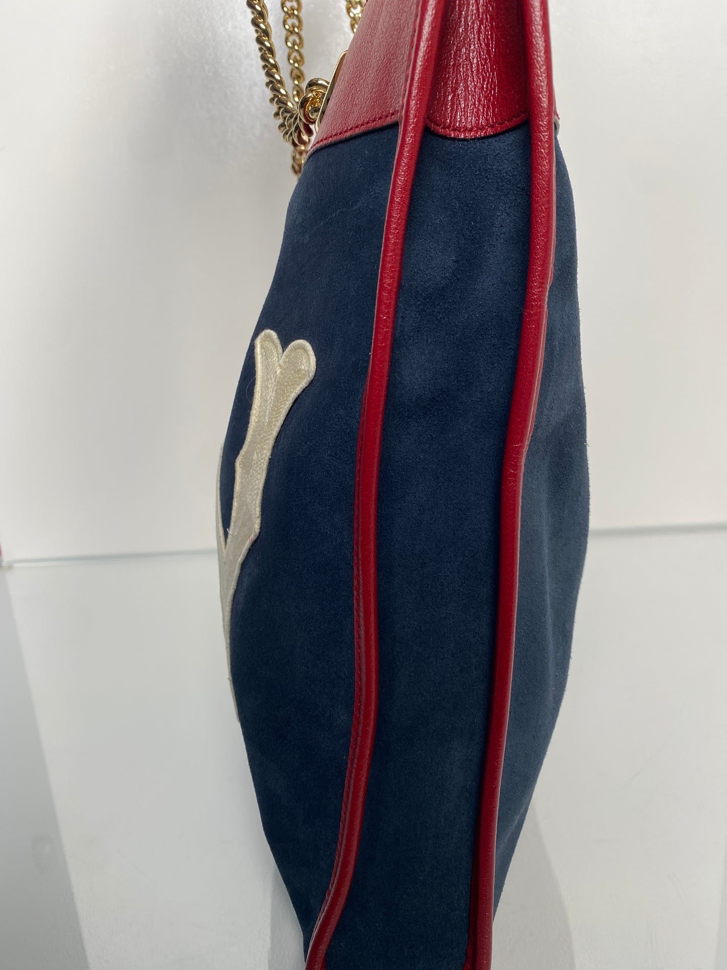 Gucci Raja Navy Suede “NY” Tote Bag GHW