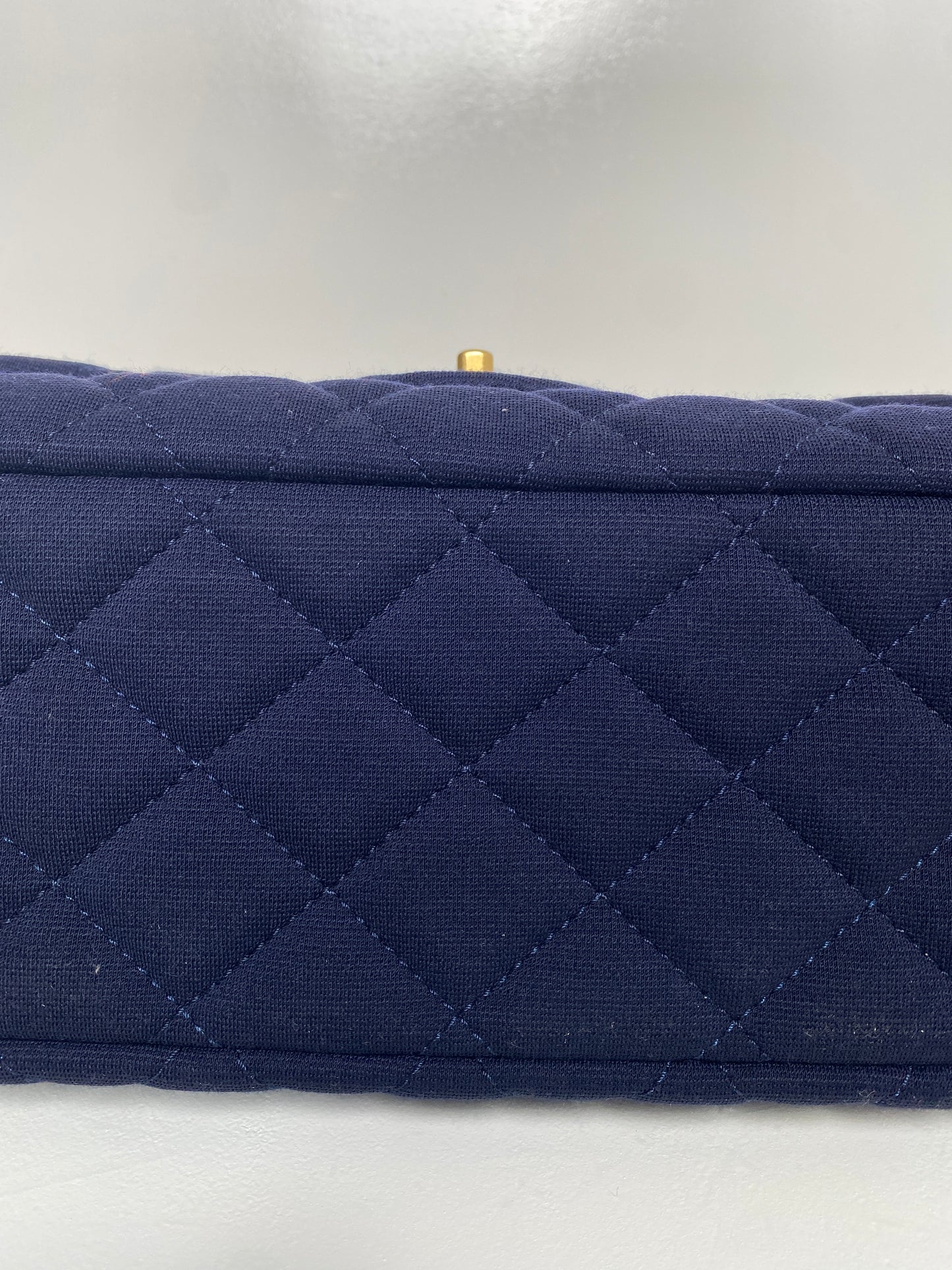 Chanel Navy Blue Quilted Jersey XL Maxi Single Flap Bag SHW