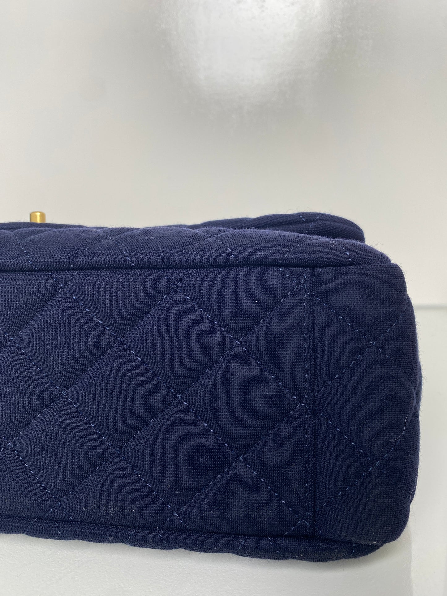 Chanel Navy Blue Quilted Jersey XL Maxi Single Flap Bag SHW