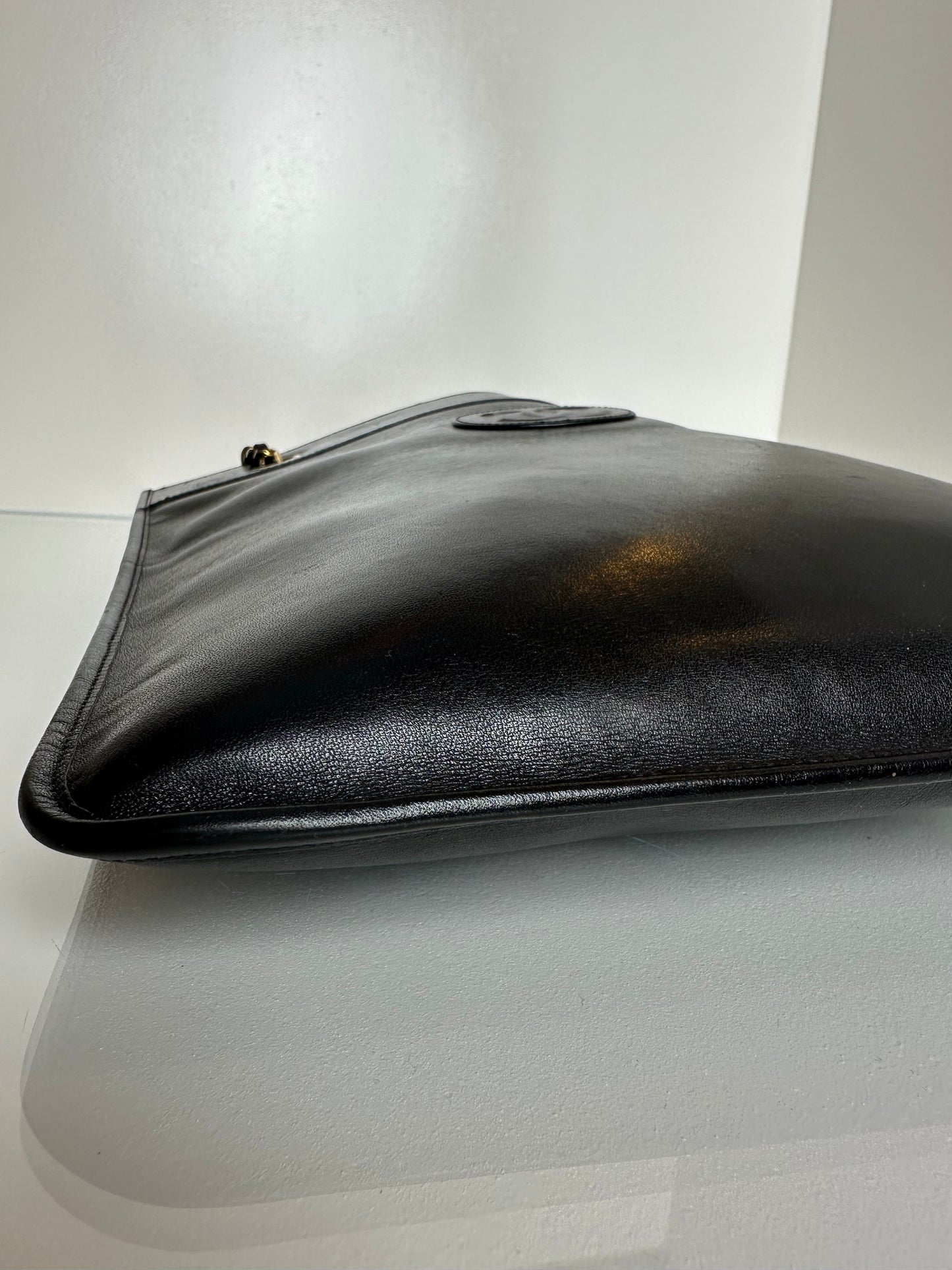 Chanel Vintage Black Flat Tote Bag GHW