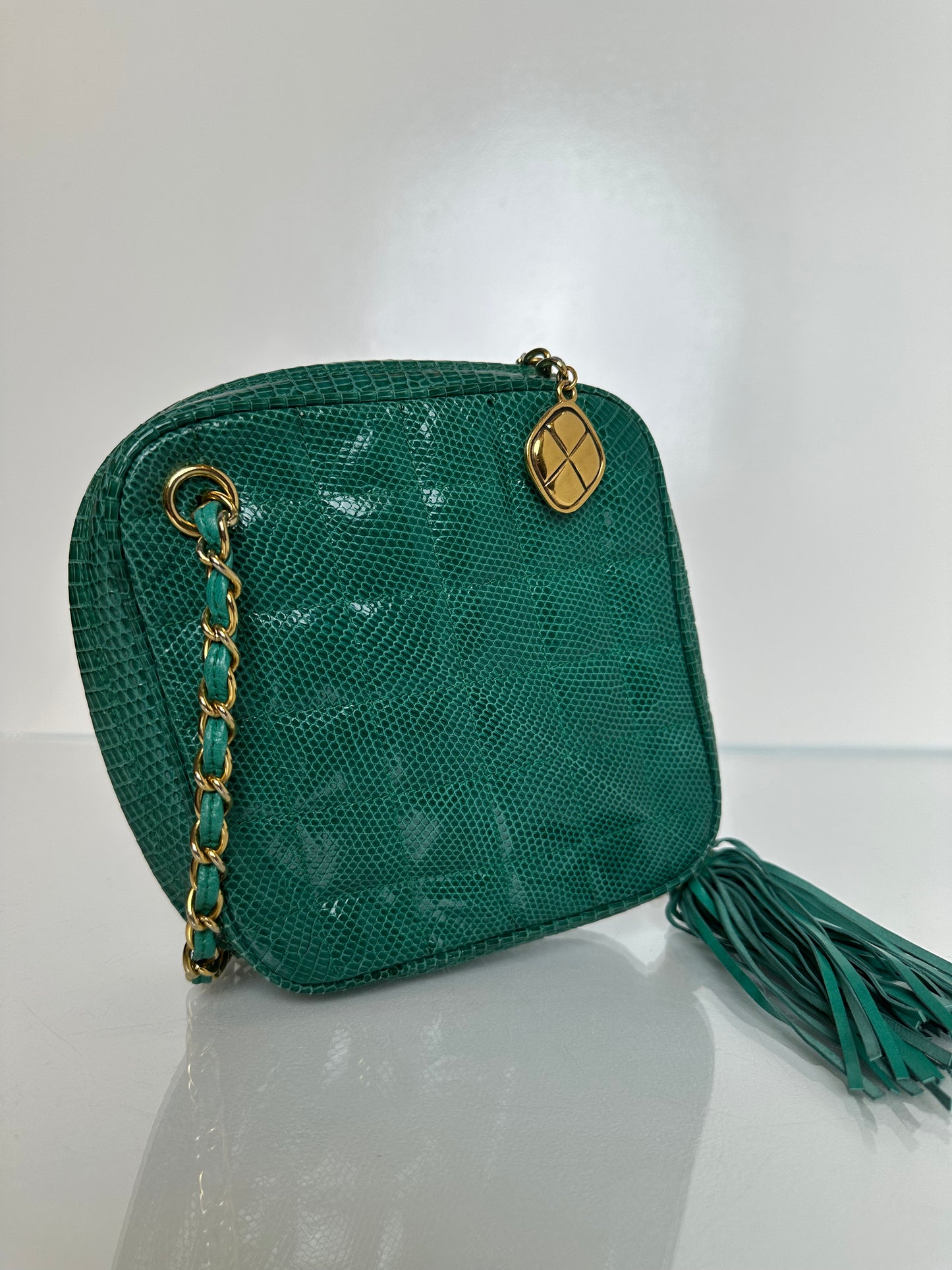 Chanel Green Lizard Vintage Bag GHW