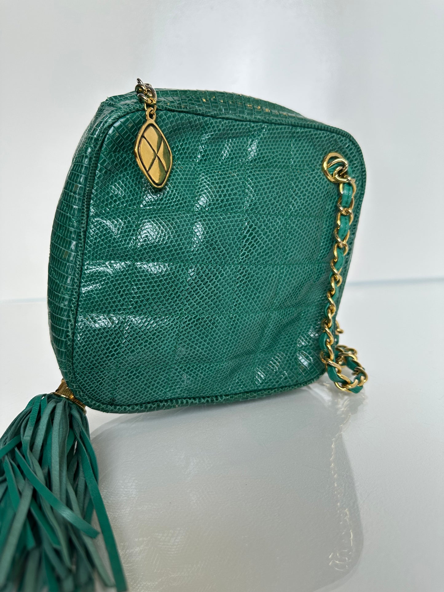 Chanel Green Lizard Vintage Bag GHW