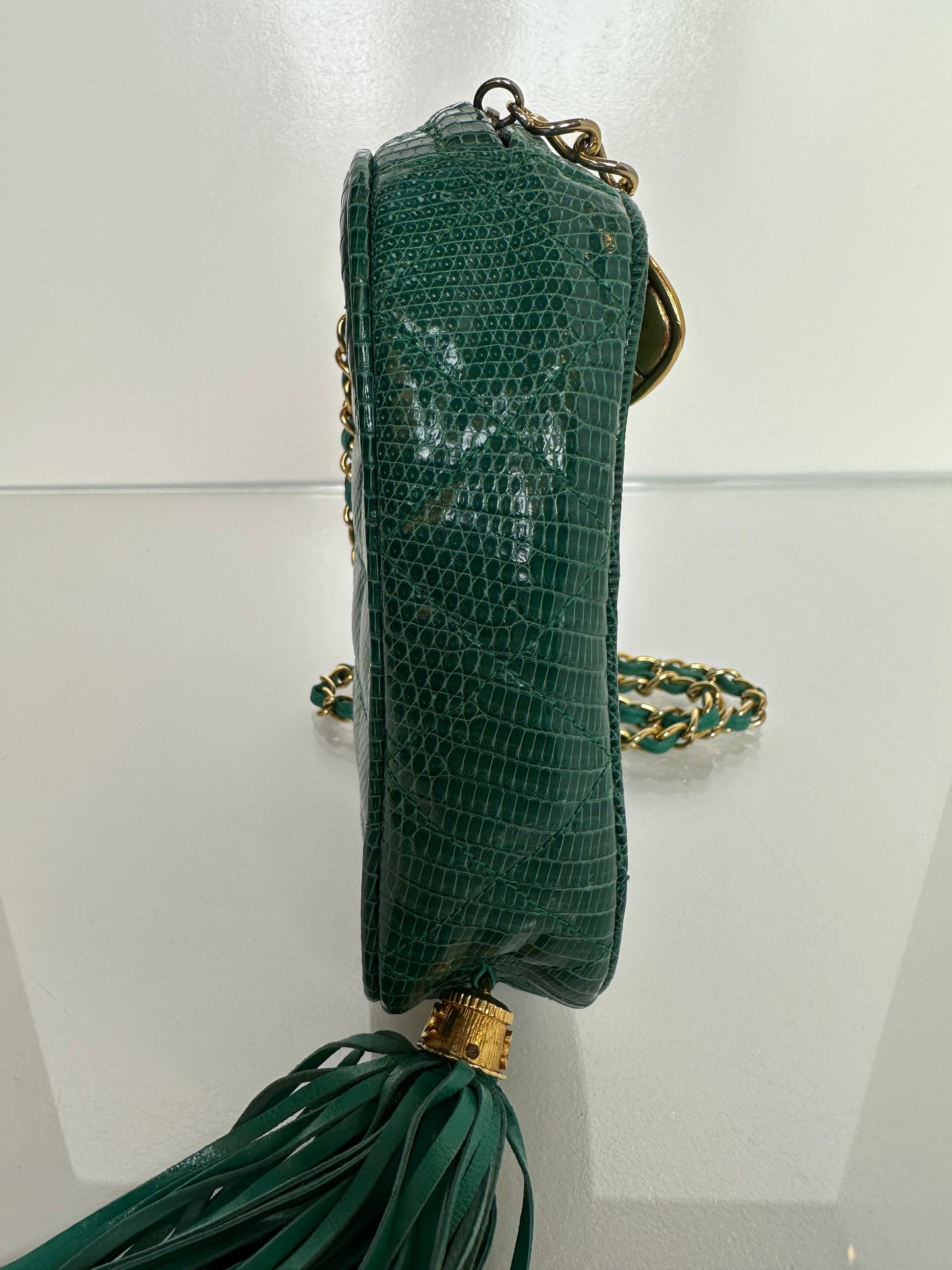 Chanel Green Lizard Vintage Bag GHW