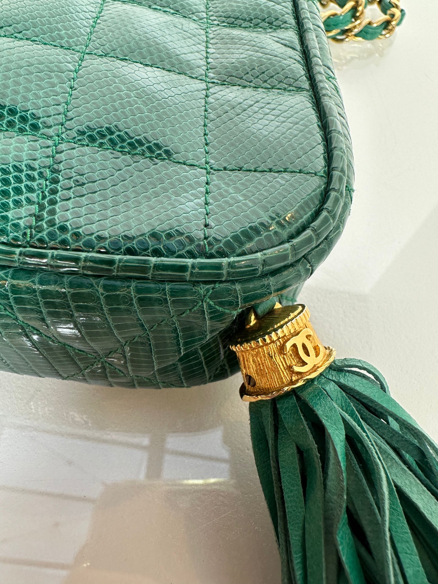 Chanel Green Lizard Vintage Bag GHW