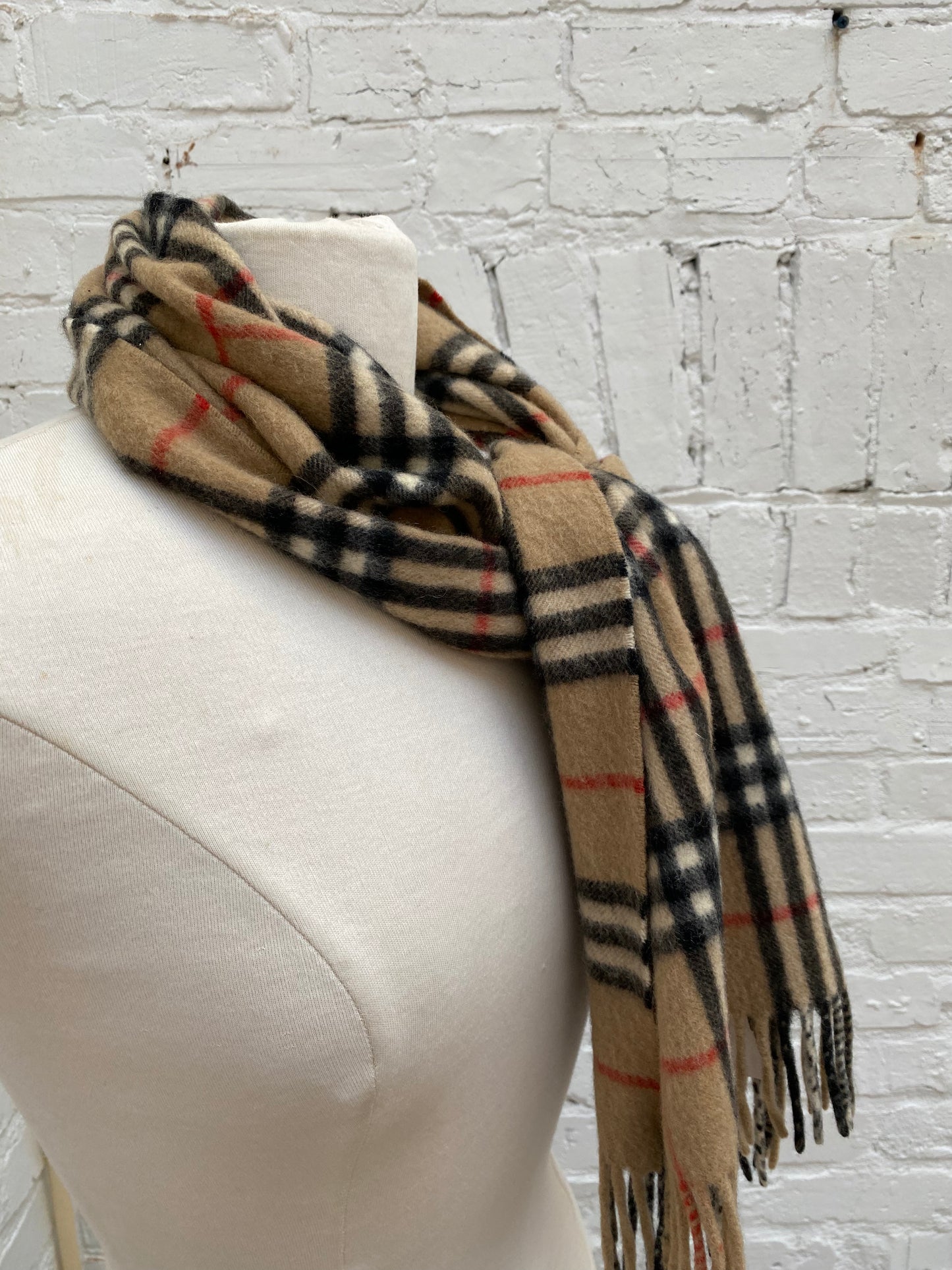 Burberry Vintage Brown Plaid Cashmere Scarf