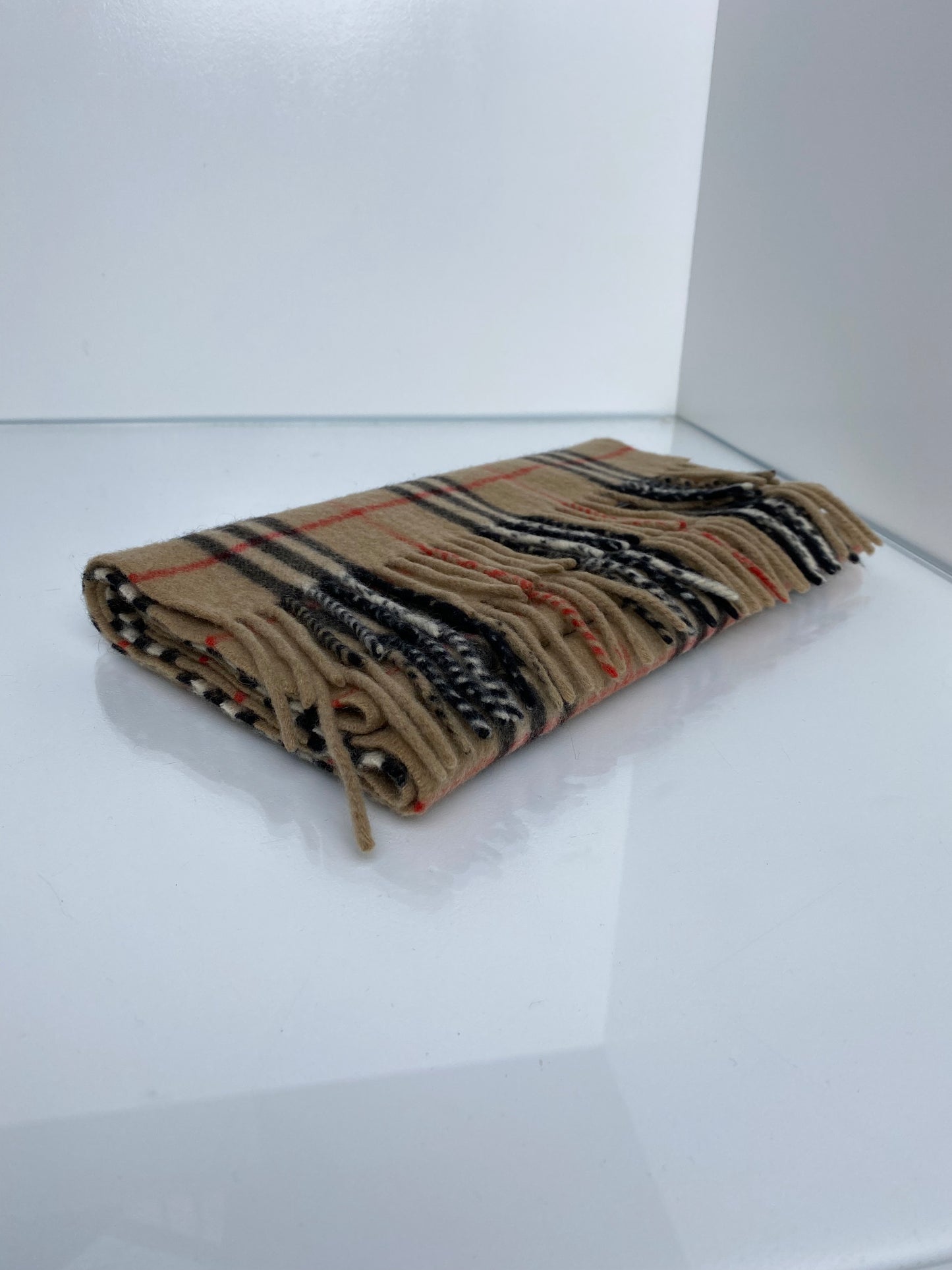 Burberry Vintage Brown Plaid Cashmere Scarf