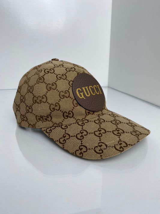 Gucci Brown GG Canvas & Leather Baseball Hat, M