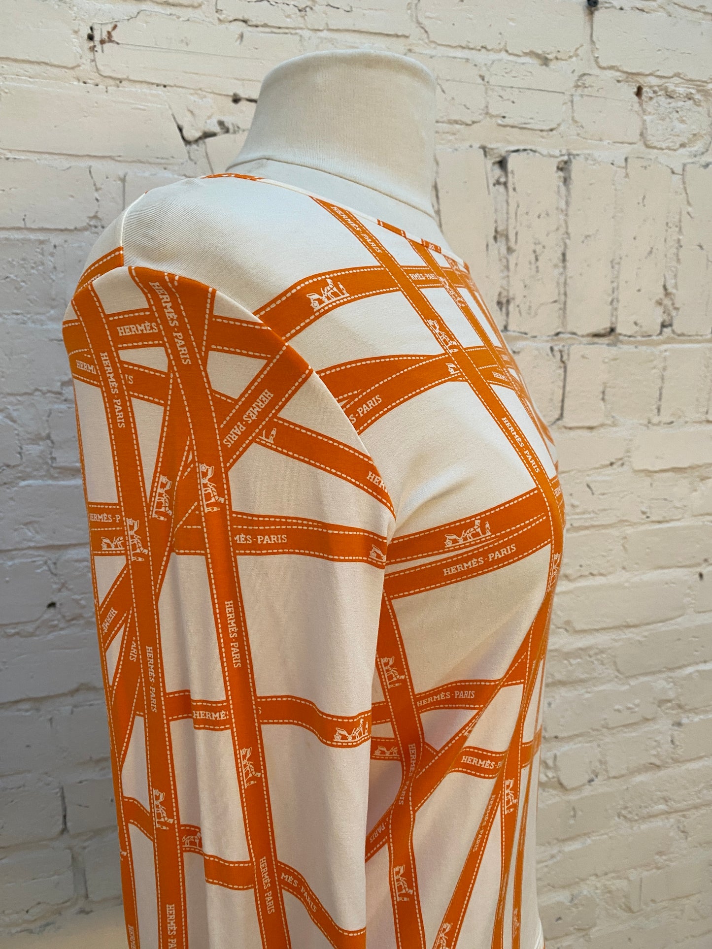 Hermes White & Orange Ribbon Top (As Is), EST S