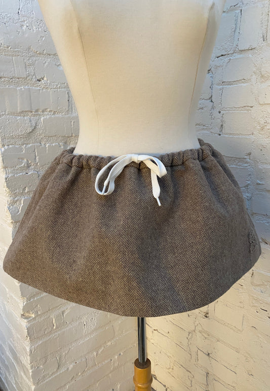 Miu Miu Brown Herringbone Wool Mini Skirt, 38