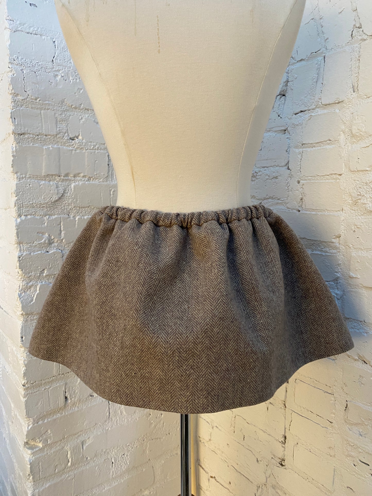 Miu Miu Brown Herringbone Wool Mini Skirt, 38