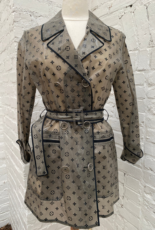 Louis Vuitton Black & Grey Monogram Raincoat, 38 (As Is)
