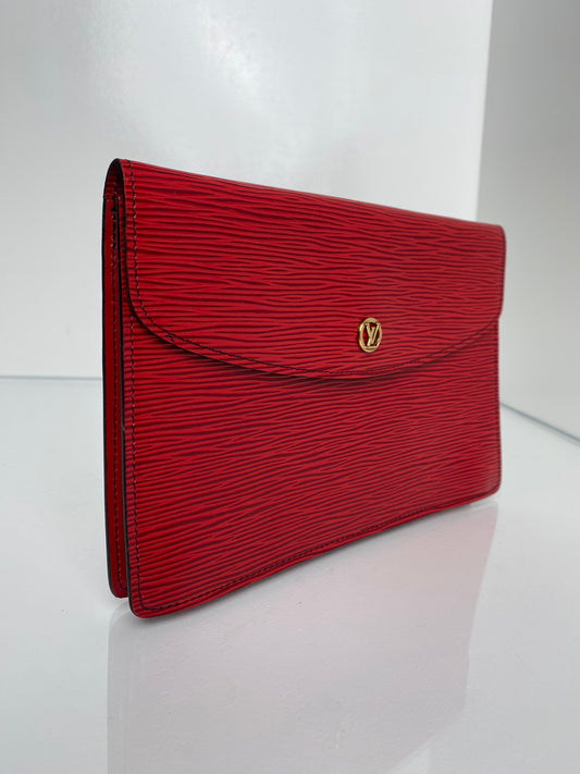 Louis Vuitton Red Epi Envelope Clutch