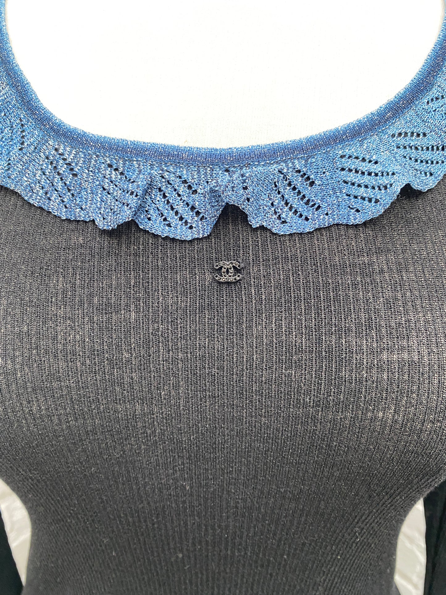 Chanel Black/Blue CC Logo Ruffle Dress 02A, 42