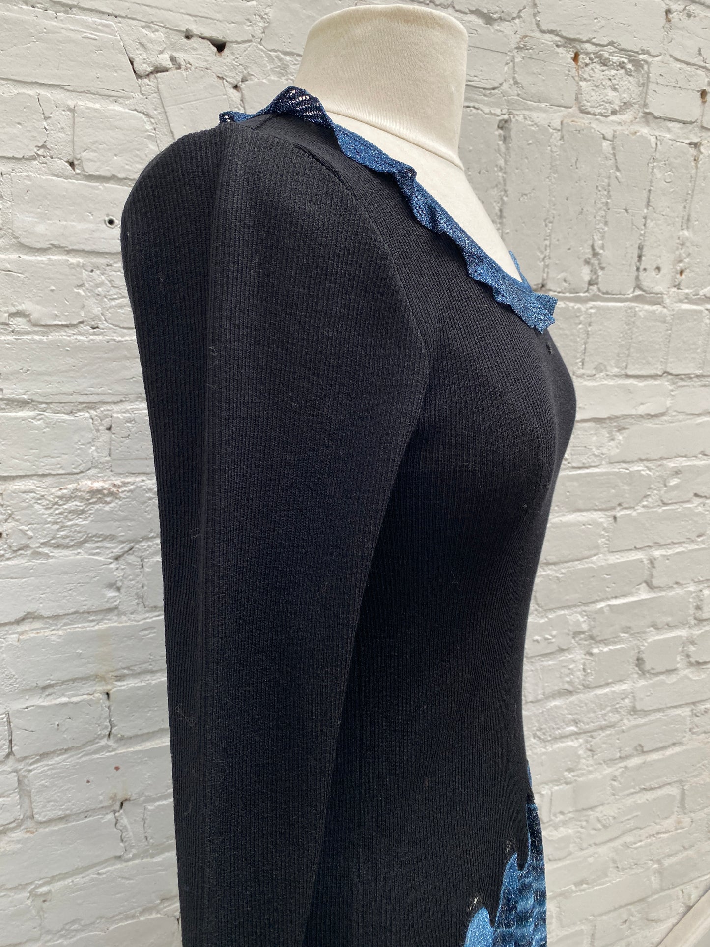 Chanel Black/Blue CC Logo Ruffle Dress 02A, 42