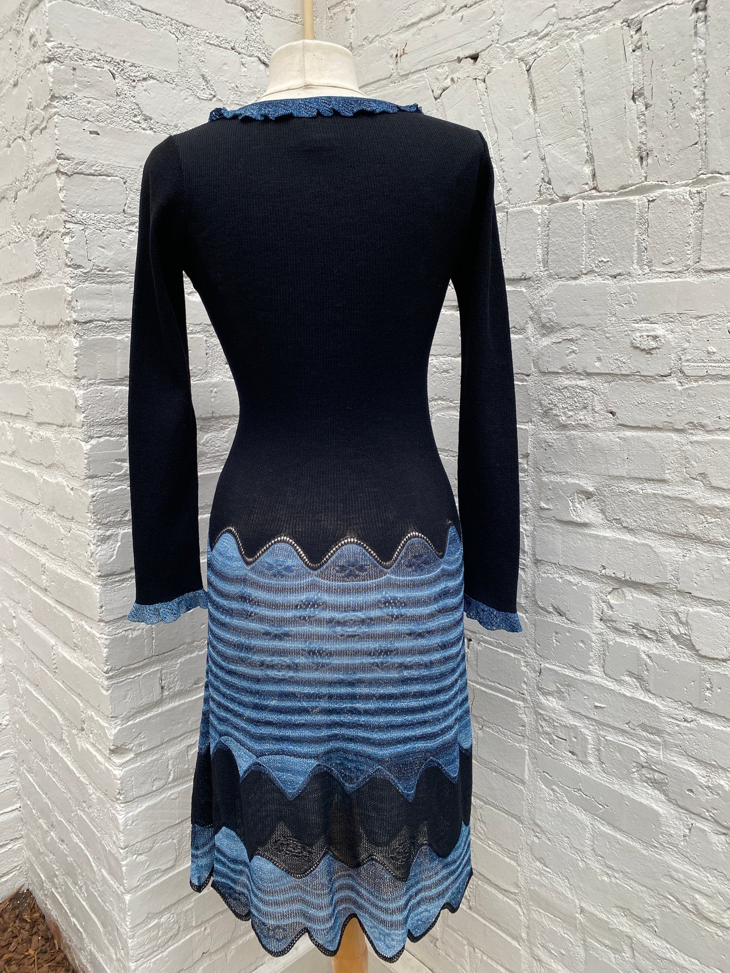 Chanel Black/Blue CC Logo Ruffle Dress 02A, 42