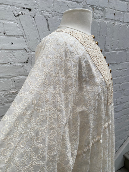 Gucci White & Gold Lace Flowy Mini Dress, 40