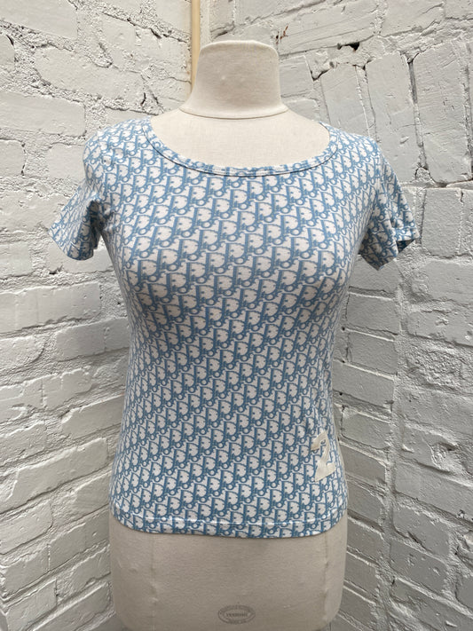 Dior White & Blue Trotteur Logo T Shirt, 8