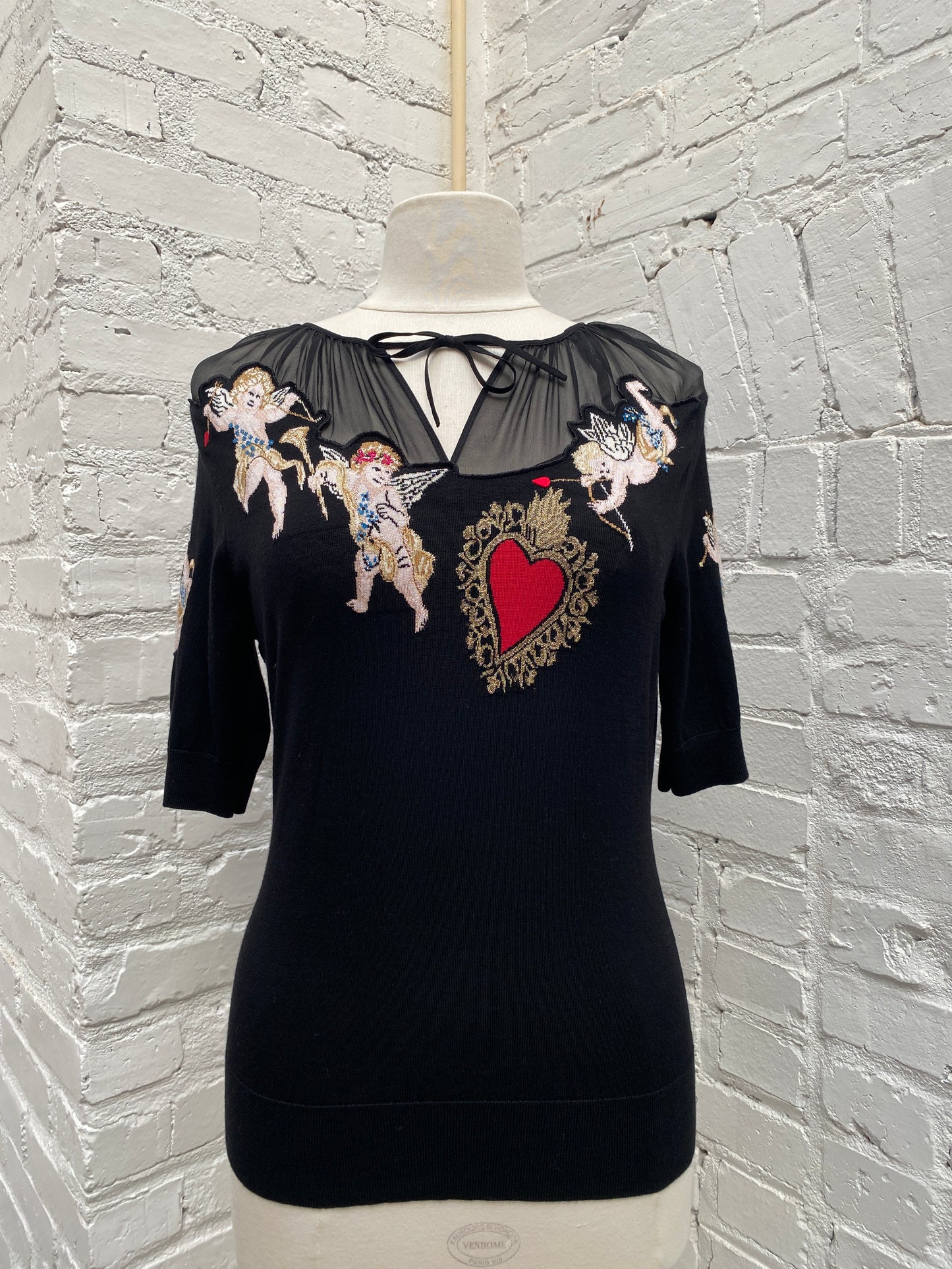 Dolce & Gabbana Black & Multicolor Angels Top, 42