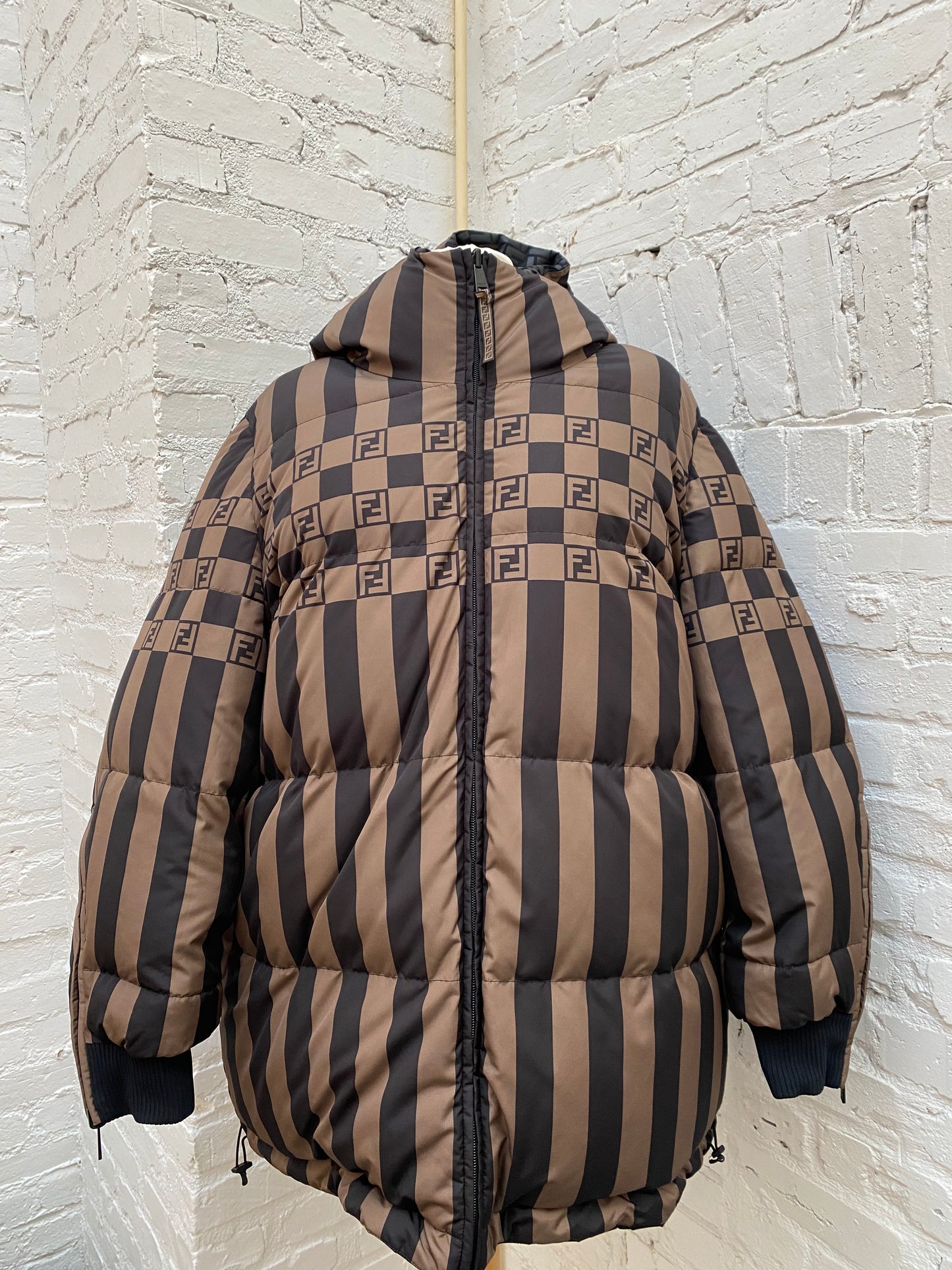 Fendi Black Monogram Reversible Puffer Jacket, L