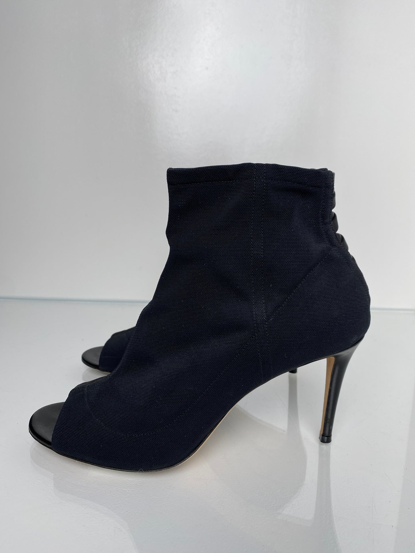 Jimmy Choo Black Mesh Peep Toe Heels, 40