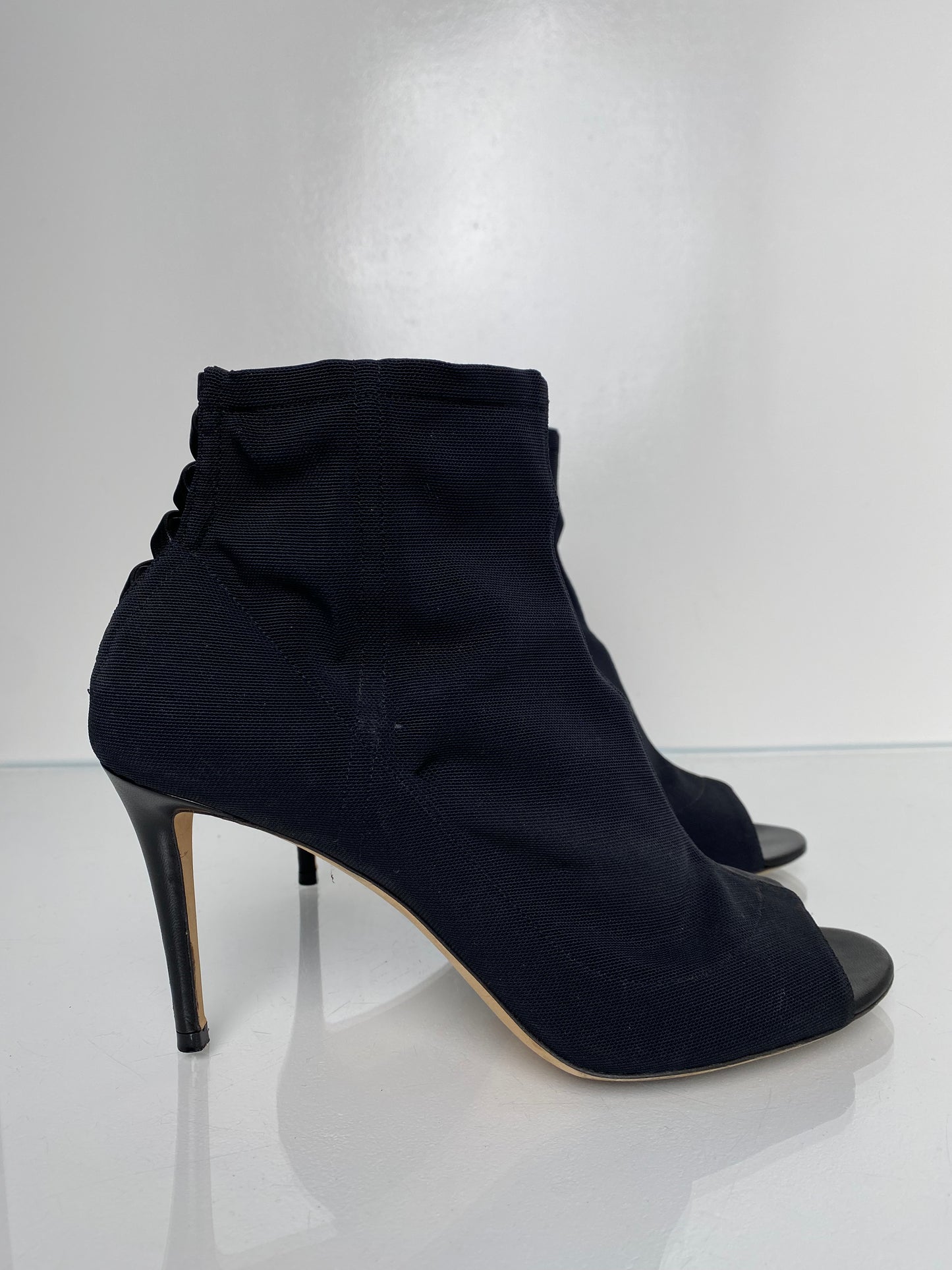 Jimmy Choo Black Mesh Peep Toe Heels, 40