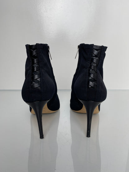 Jimmy Choo Black Mesh Peep Toe Heels, 40