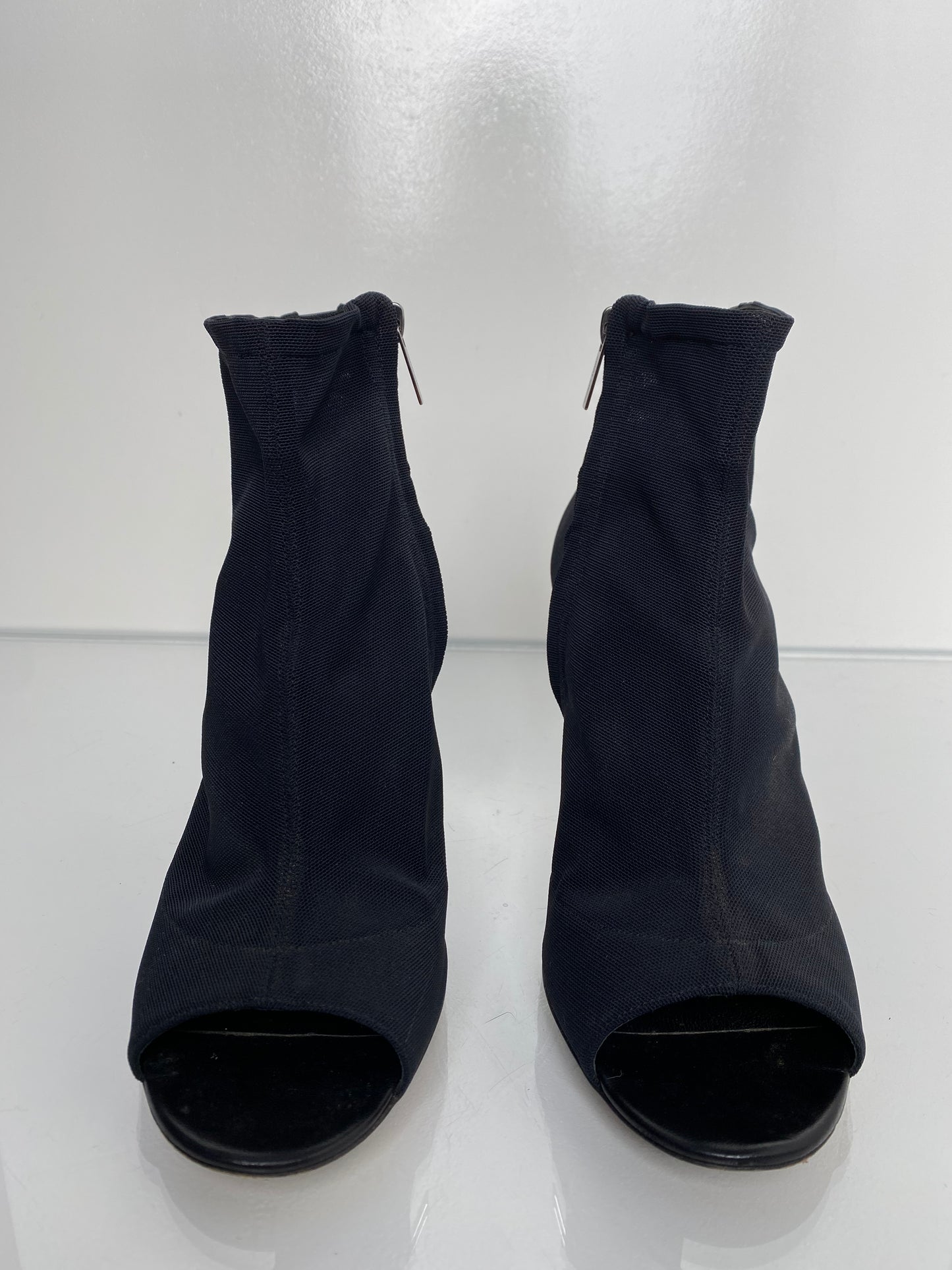 Jimmy Choo Black Mesh Peep Toe Heels, 40