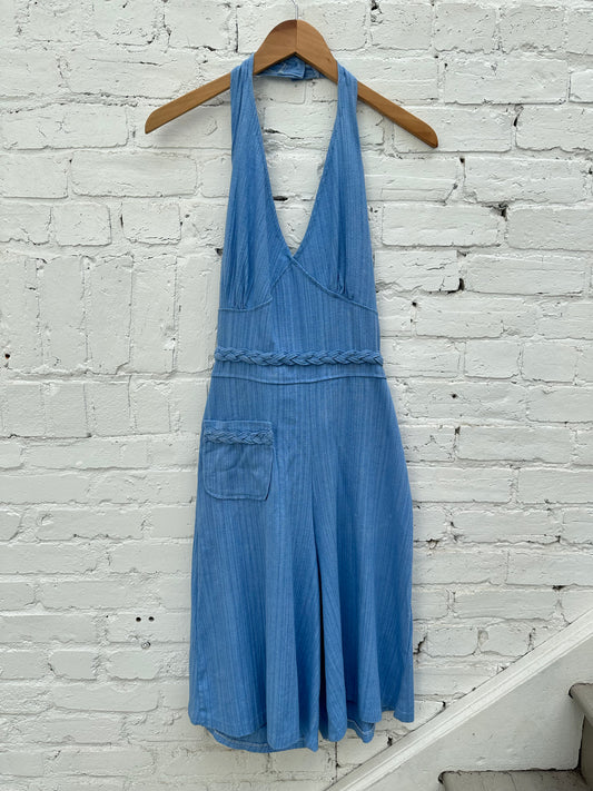 1970’s Blue Gauze Halter Dress, S