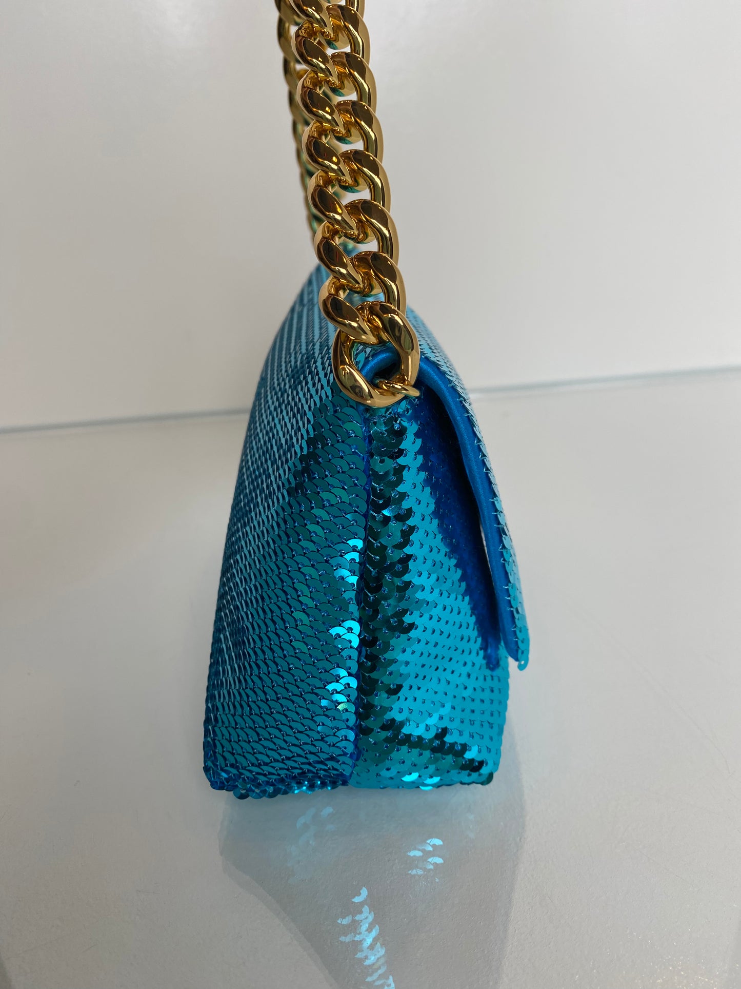 Tom Ford Label Teal Mini Sequin Bag GHW