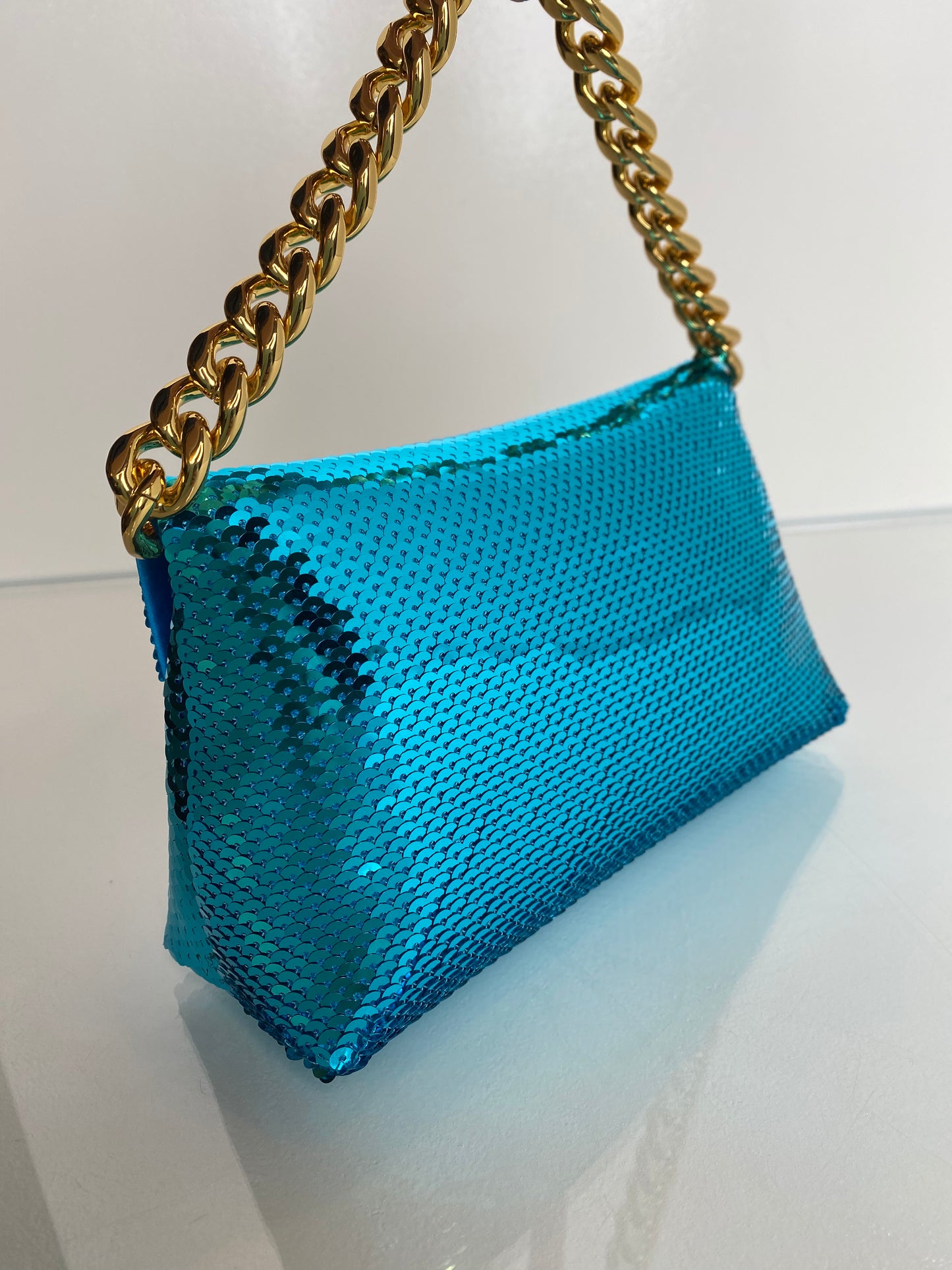Tom Ford Label Teal Mini Sequin Bag GHW