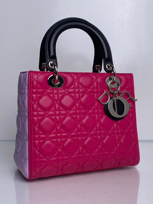 Christian Dior Lady Dior Pink/Black Medium