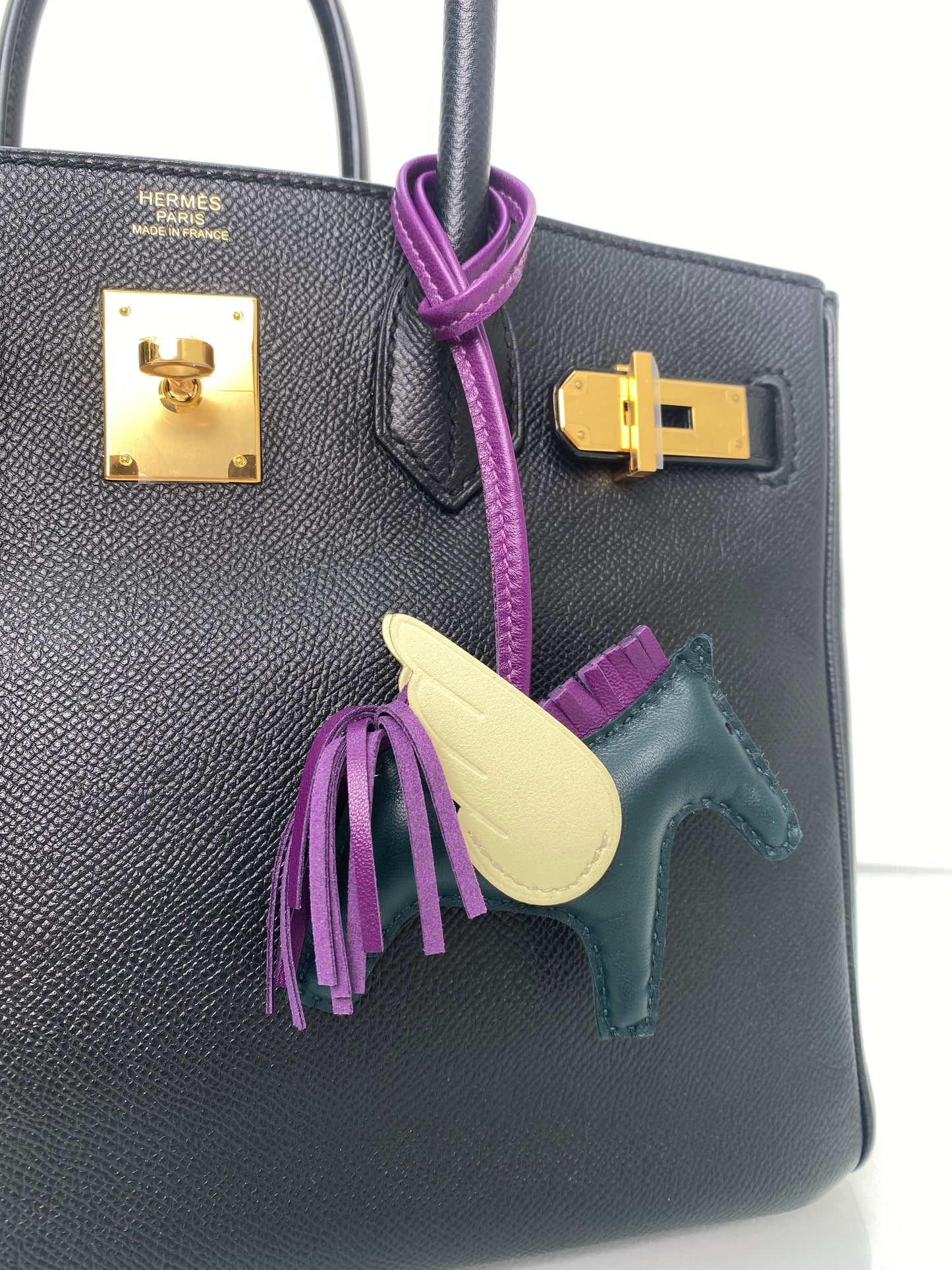 Hermes Pegase Charm PM Noir/Violet/Jaune Milton
