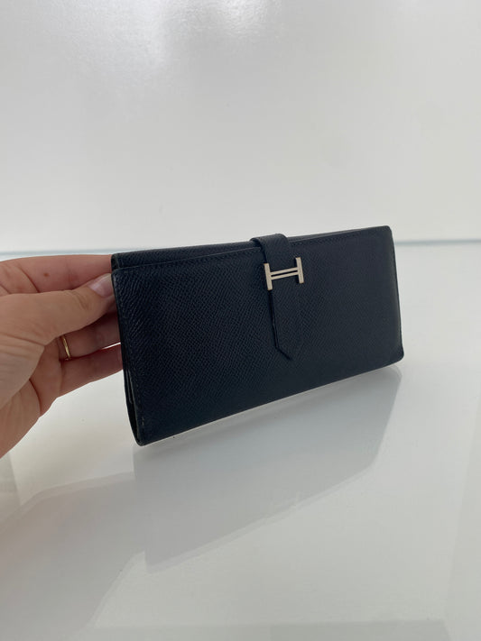 Hermes Black Epsom Bearn Wallet PHW