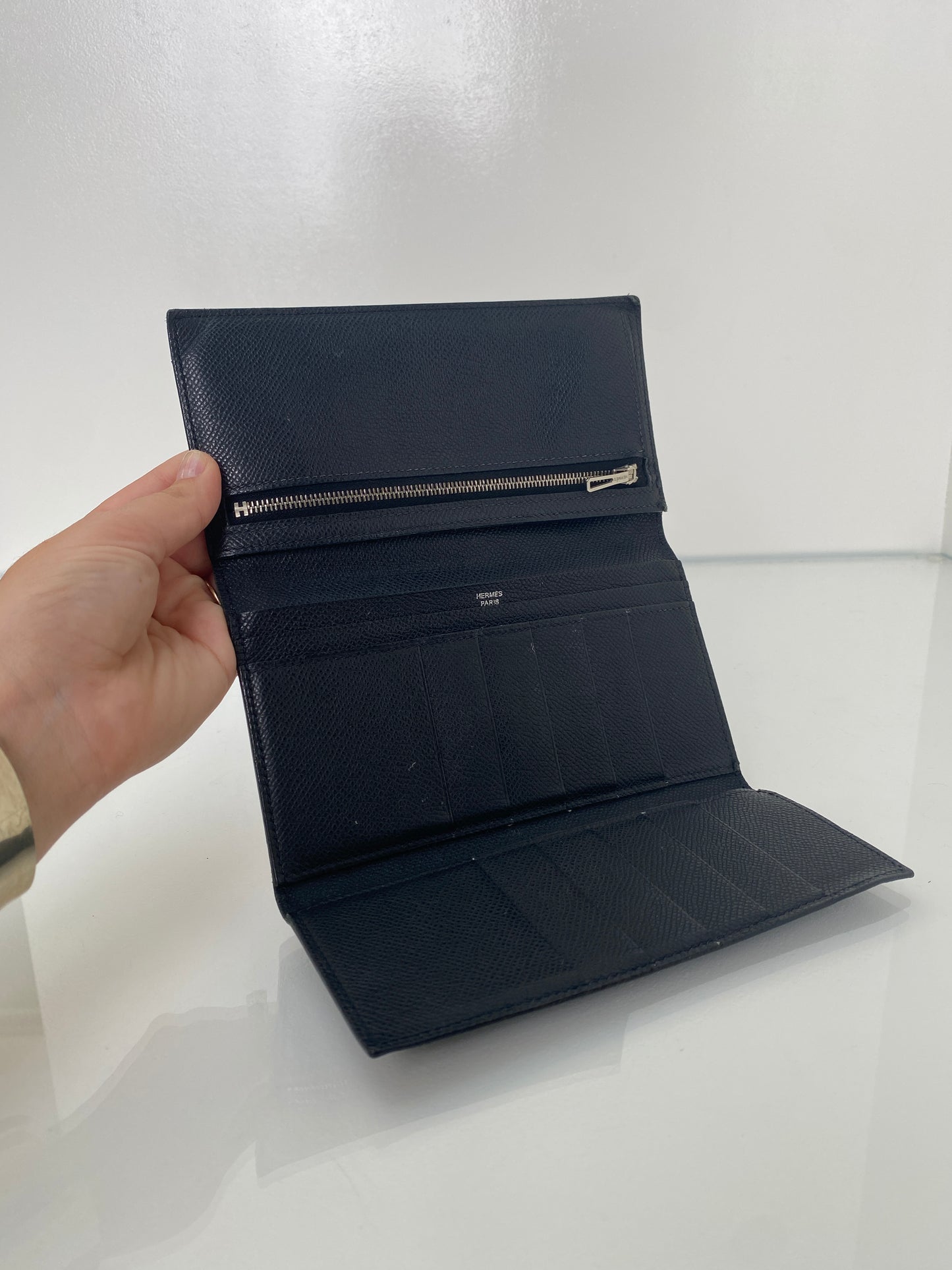 Hermes Black Epsom Bearn Wallet PHW