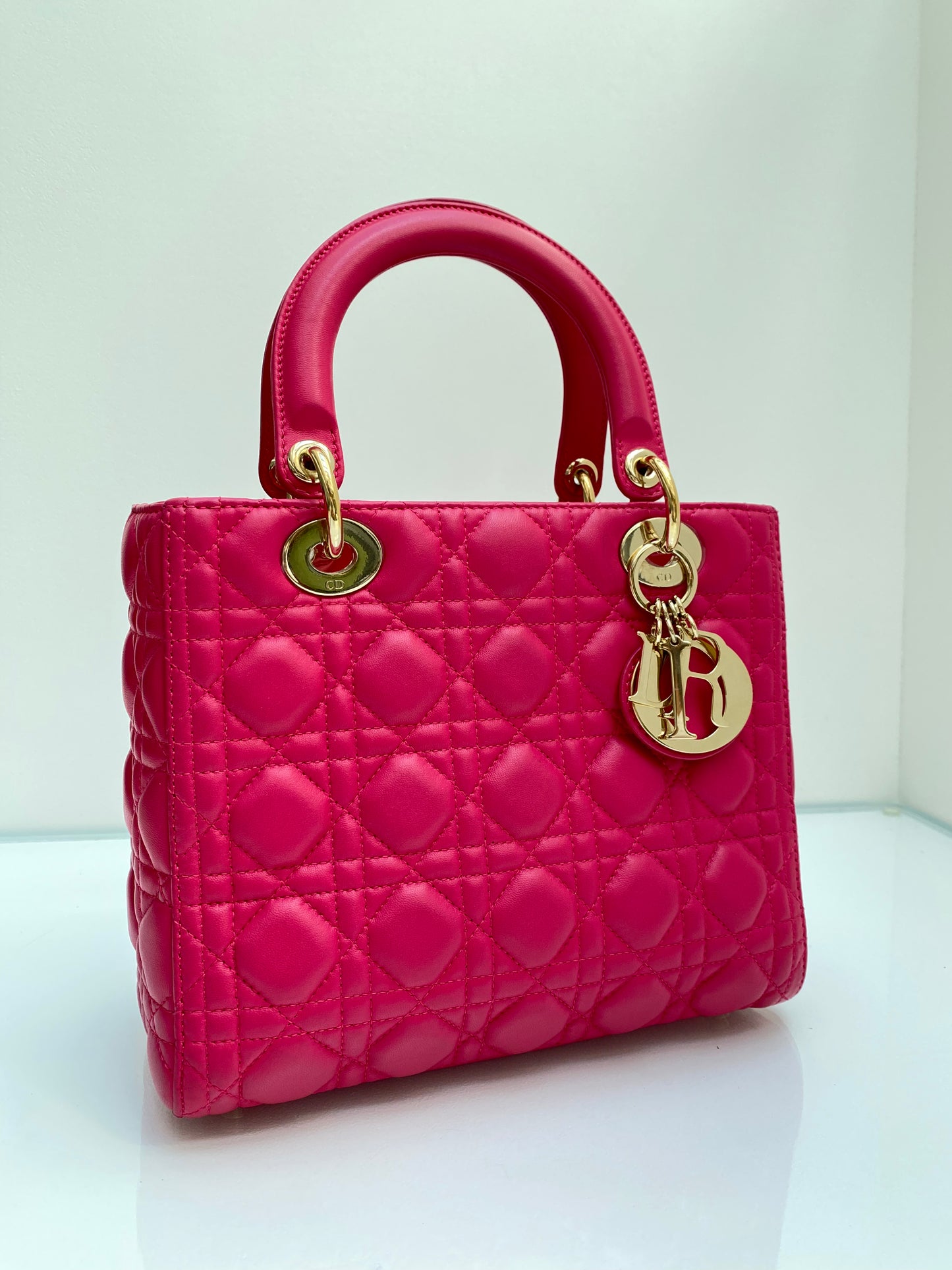 Christian Dior Pink Leather Lady Dior GHW