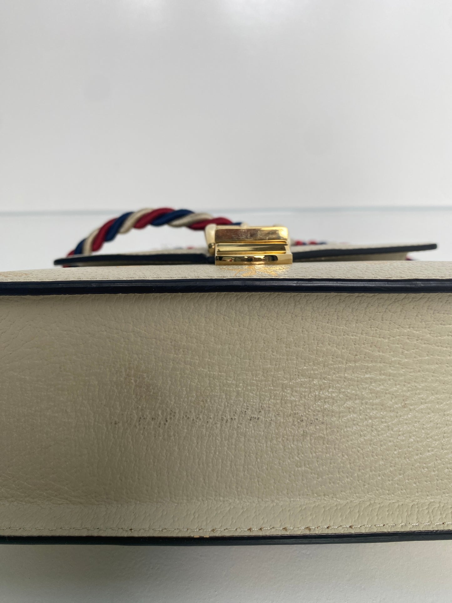 Gucci Cream & Webstripe Bee & Star Sylvie Top Handle Bag GHW