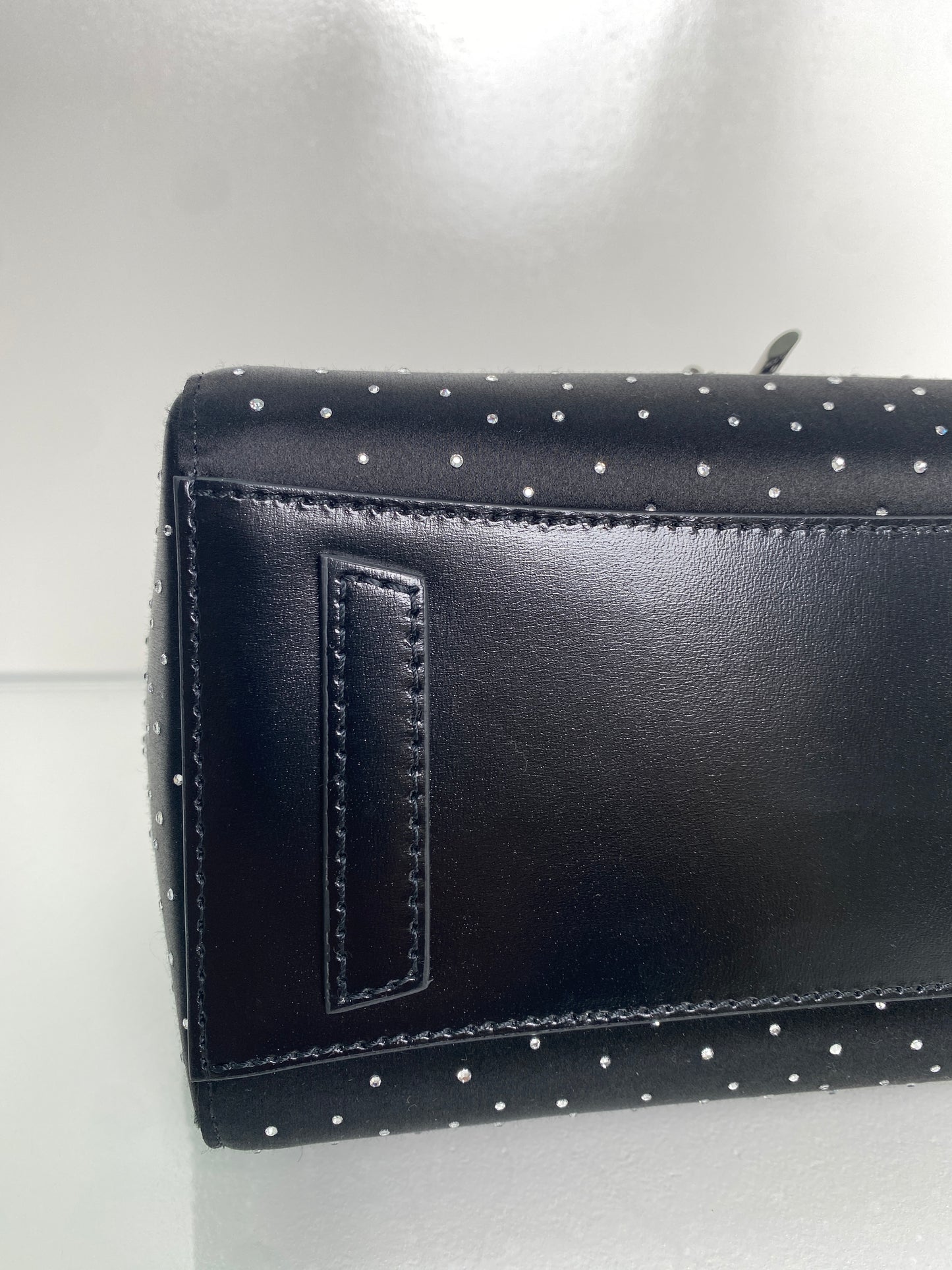 Givenchy Mini Antigona Lock Black Satin and Strass Crossbody Bag