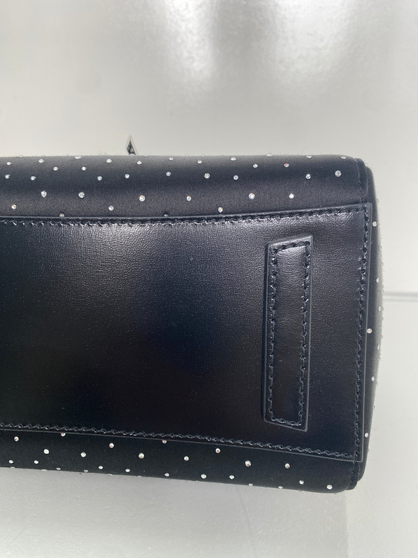 Givenchy Mini Antigona Lock Black Satin and Strass Crossbody Bag