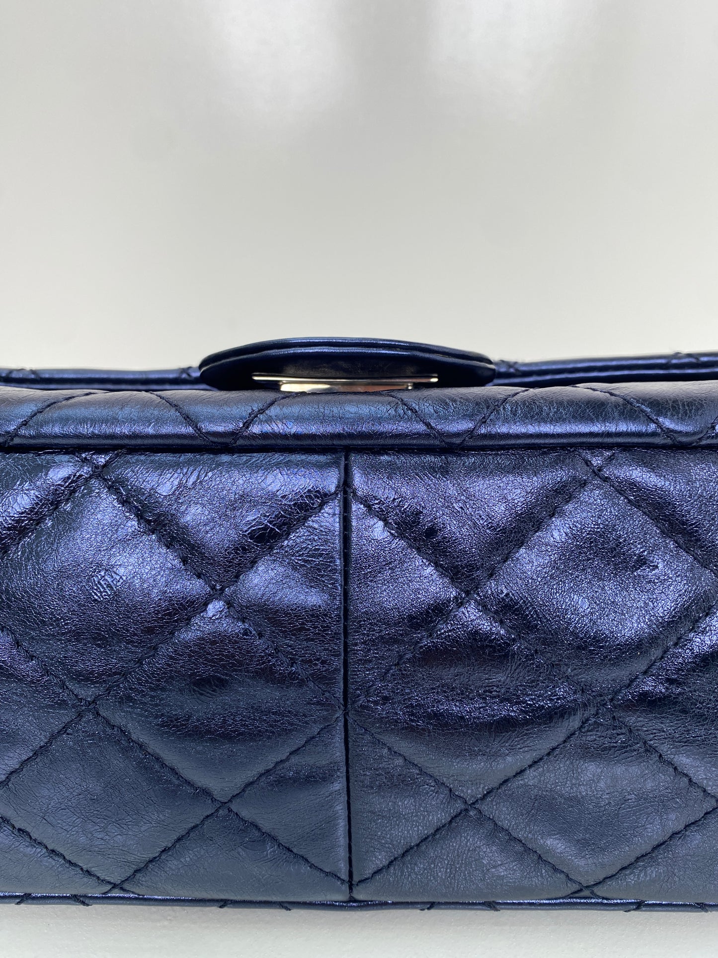 Chanel Re-Issue Navy Iridescent Crinkled Calf SHW