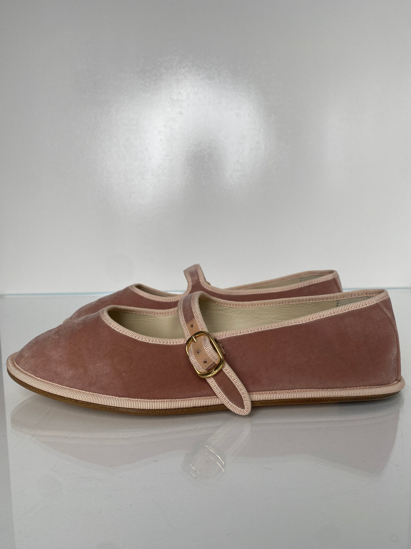 Celine Light Pink Eve Triomphe Mary-Jane Flats, 41