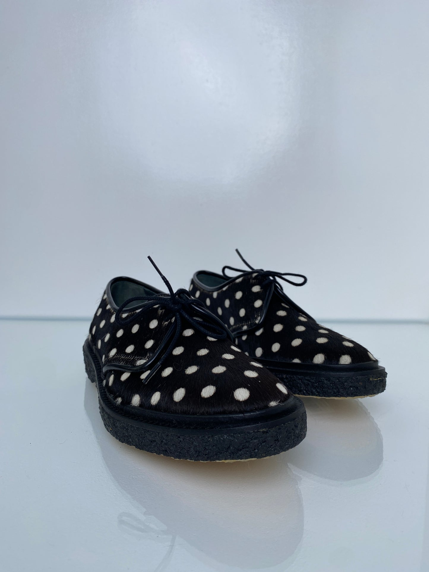 Adiev Black & White Polka Dot Loafers, 6