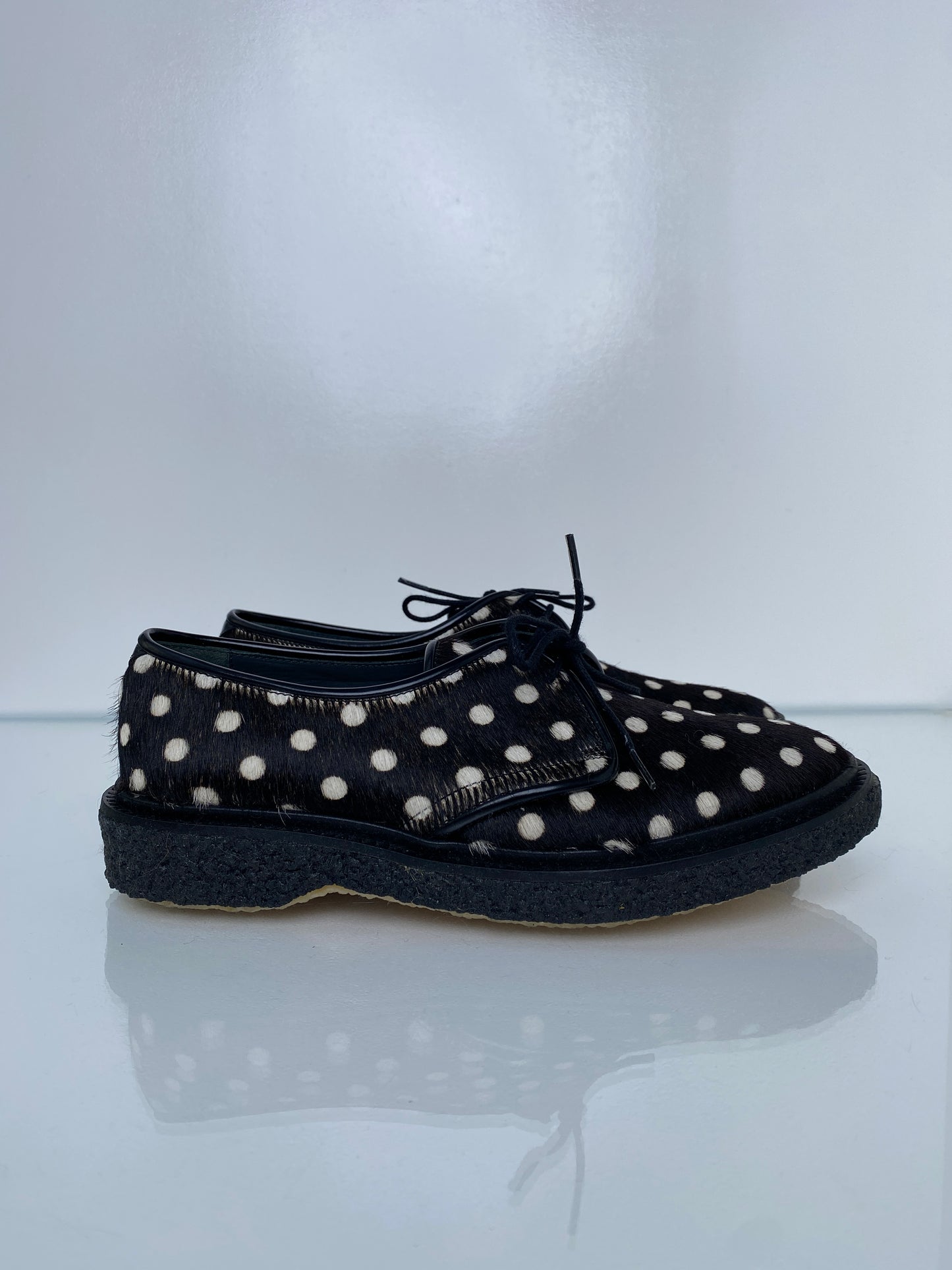 Adiev Black & White Polka Dot Loafers, 6